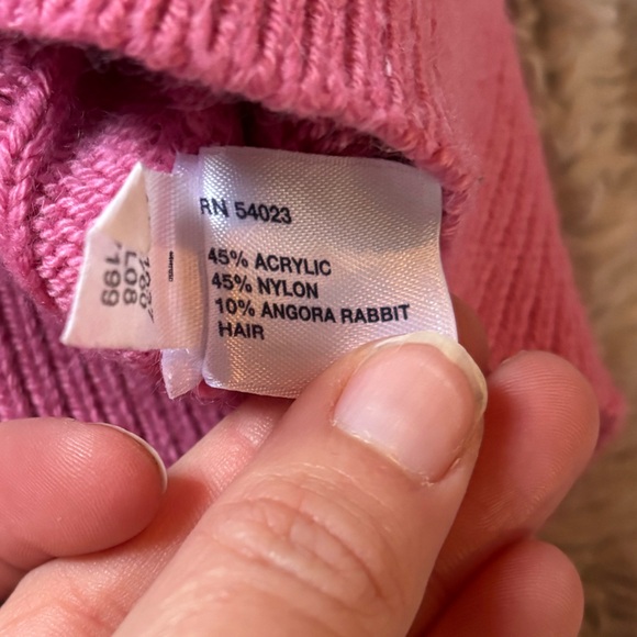 GAP Pink Cable Knit Sweater Medium Angora Blend Holiday 2008 Preppy Y2K - Picture 5 of 9